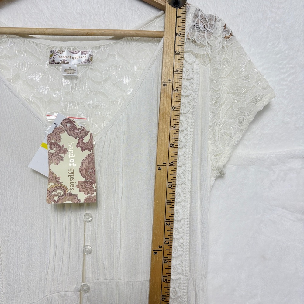 Band of Gypsies Romantic White Lace Button Maxi Dress Indie Folk Boho M NWT - Picture 11 of 13
